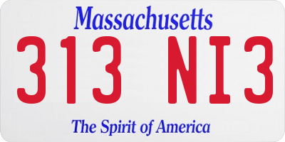 MA license plate 313NI3