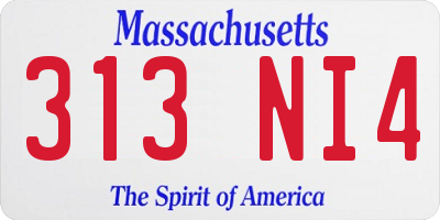 MA license plate 313NI4
