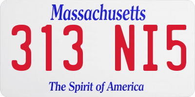 MA license plate 313NI5