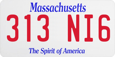 MA license plate 313NI6