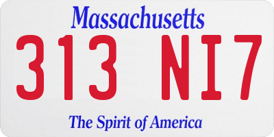 MA license plate 313NI7