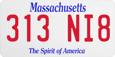 MA license plate 313NI8