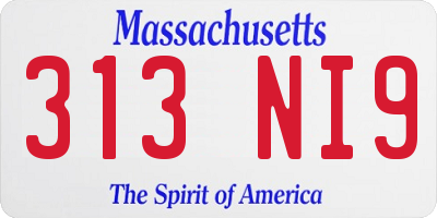 MA license plate 313NI9