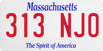 MA license plate 313NJ0