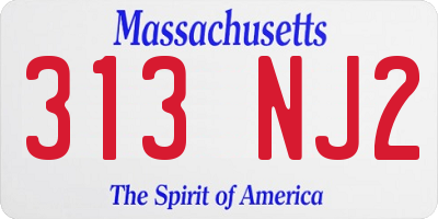 MA license plate 313NJ2
