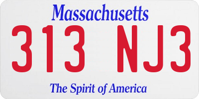 MA license plate 313NJ3