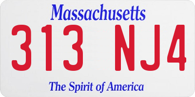 MA license plate 313NJ4