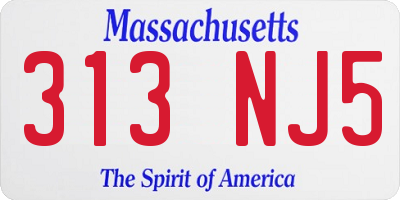 MA license plate 313NJ5