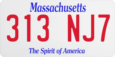 MA license plate 313NJ7
