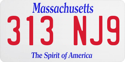 MA license plate 313NJ9