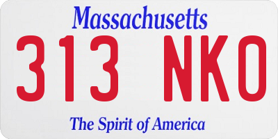 MA license plate 313NK0