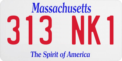 MA license plate 313NK1