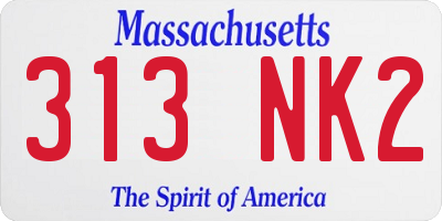 MA license plate 313NK2