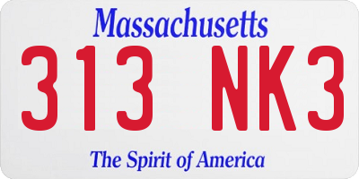 MA license plate 313NK3