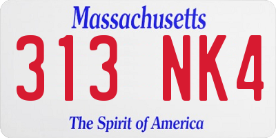 MA license plate 313NK4