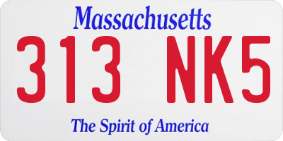 MA license plate 313NK5