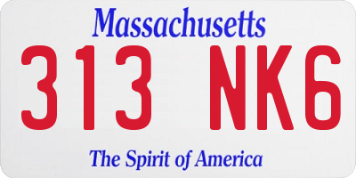MA license plate 313NK6