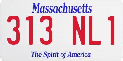 MA license plate 313NL1