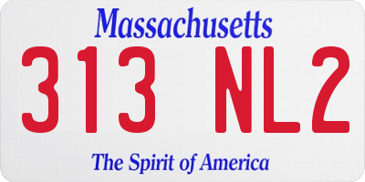 MA license plate 313NL2