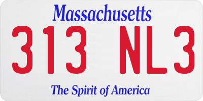 MA license plate 313NL3