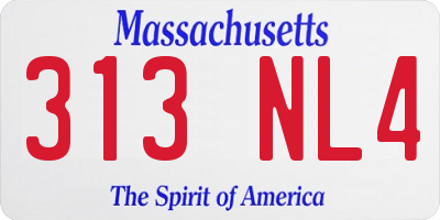 MA license plate 313NL4
