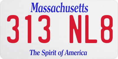 MA license plate 313NL8