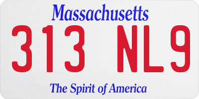 MA license plate 313NL9