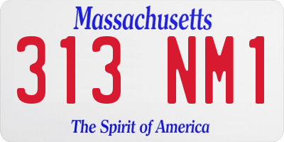 MA license plate 313NM1