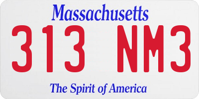 MA license plate 313NM3