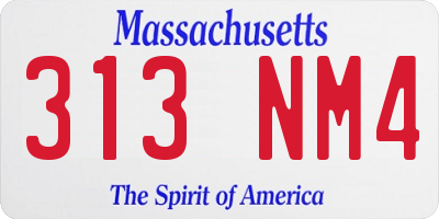 MA license plate 313NM4