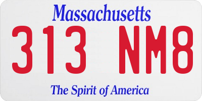 MA license plate 313NM8