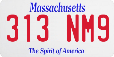 MA license plate 313NM9