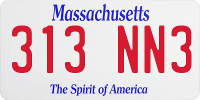 MA license plate 313NN3