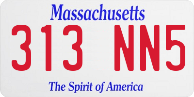 MA license plate 313NN5