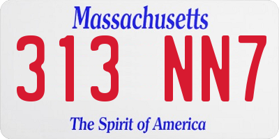 MA license plate 313NN7