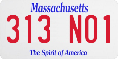 MA license plate 313NO1