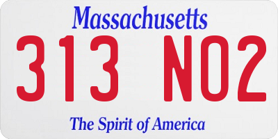 MA license plate 313NO2