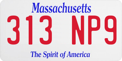 MA license plate 313NP9