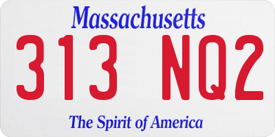 MA license plate 313NQ2
