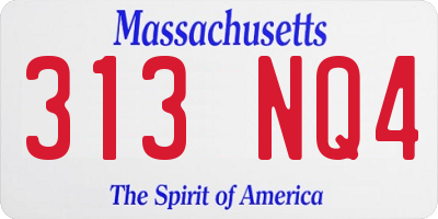 MA license plate 313NQ4
