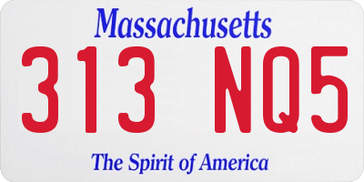 MA license plate 313NQ5