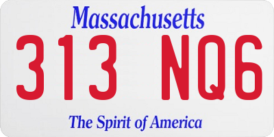 MA license plate 313NQ6