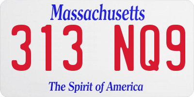 MA license plate 313NQ9