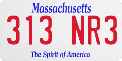 MA license plate 313NR3