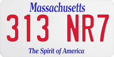 MA license plate 313NR7