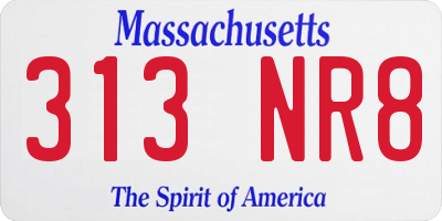 MA license plate 313NR8