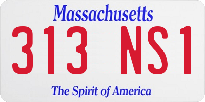 MA license plate 313NS1
