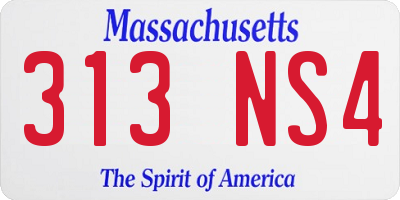 MA license plate 313NS4