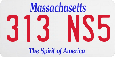 MA license plate 313NS5