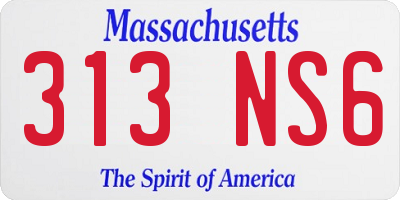 MA license plate 313NS6
